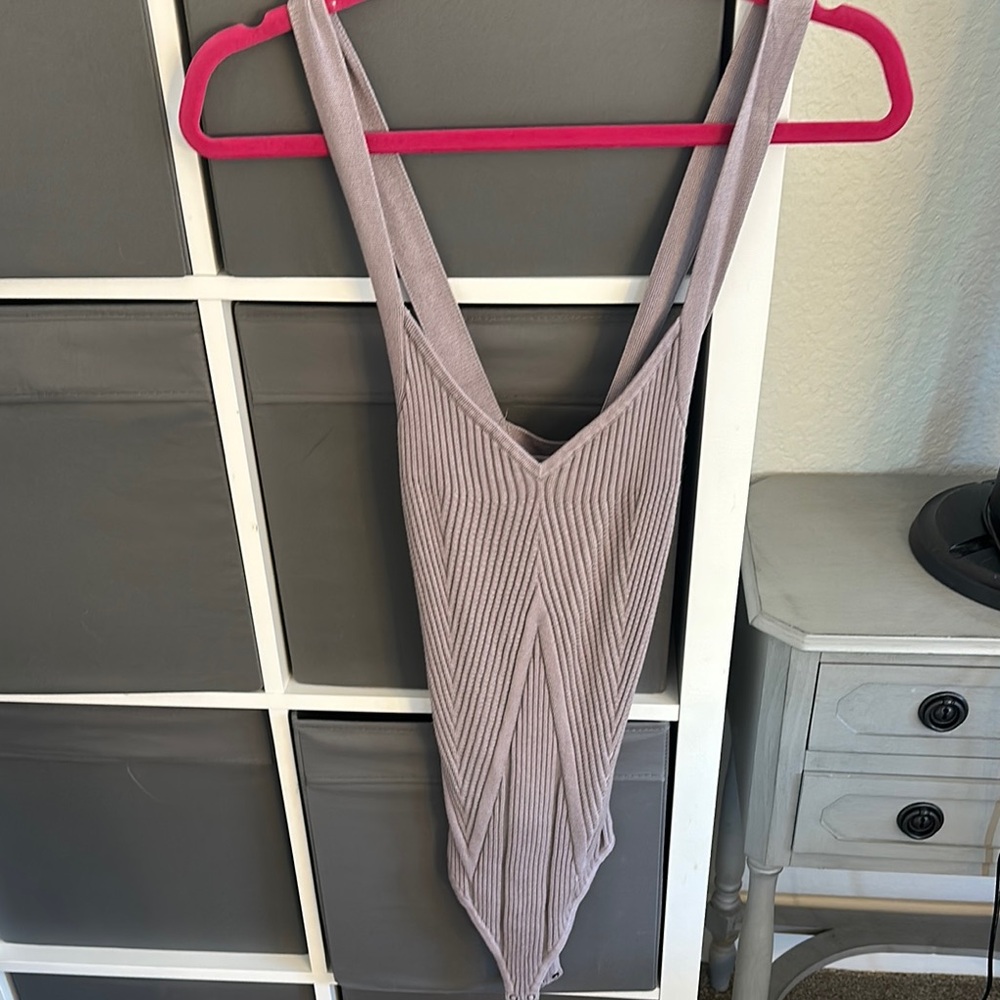 Abercrombie & Fitch Ribbed Bodysuit in Lavender